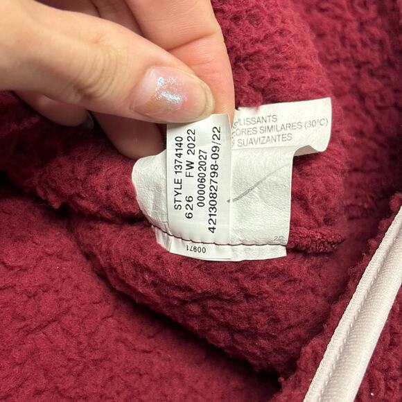 Under Armour UA Sherpa Fleece Red Womens L Teddy Pullover 1/4 Zip Comfort Jacket - Picture 9 of 9